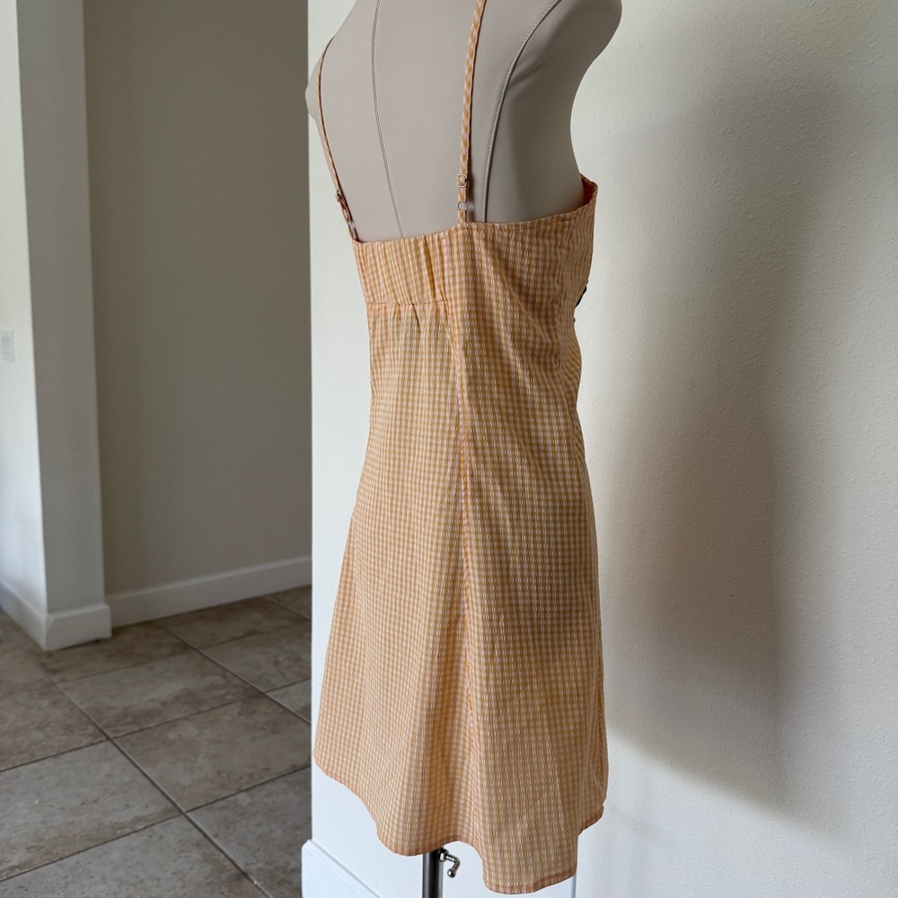 (NWOT) Orange Gingham Bustier Mini Sundress - Picture 4 of 11